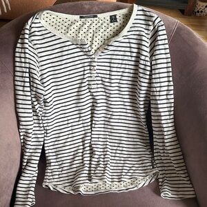 Scotch & Soda Black and White Striped Long Sleeve Top